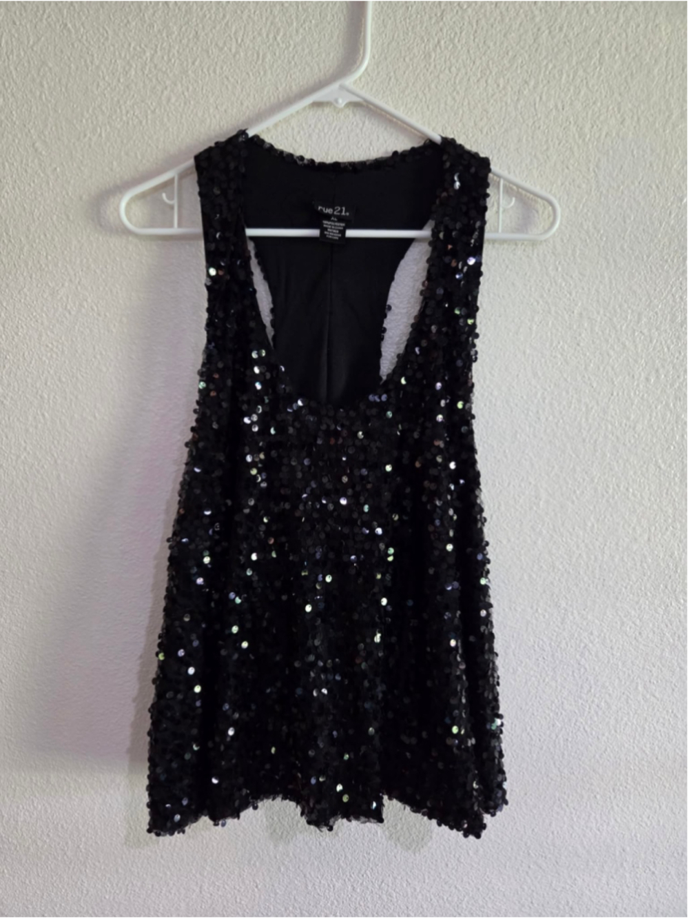 rue21 Black Sequin Sleeveless Top XL Dressy Party Night Out